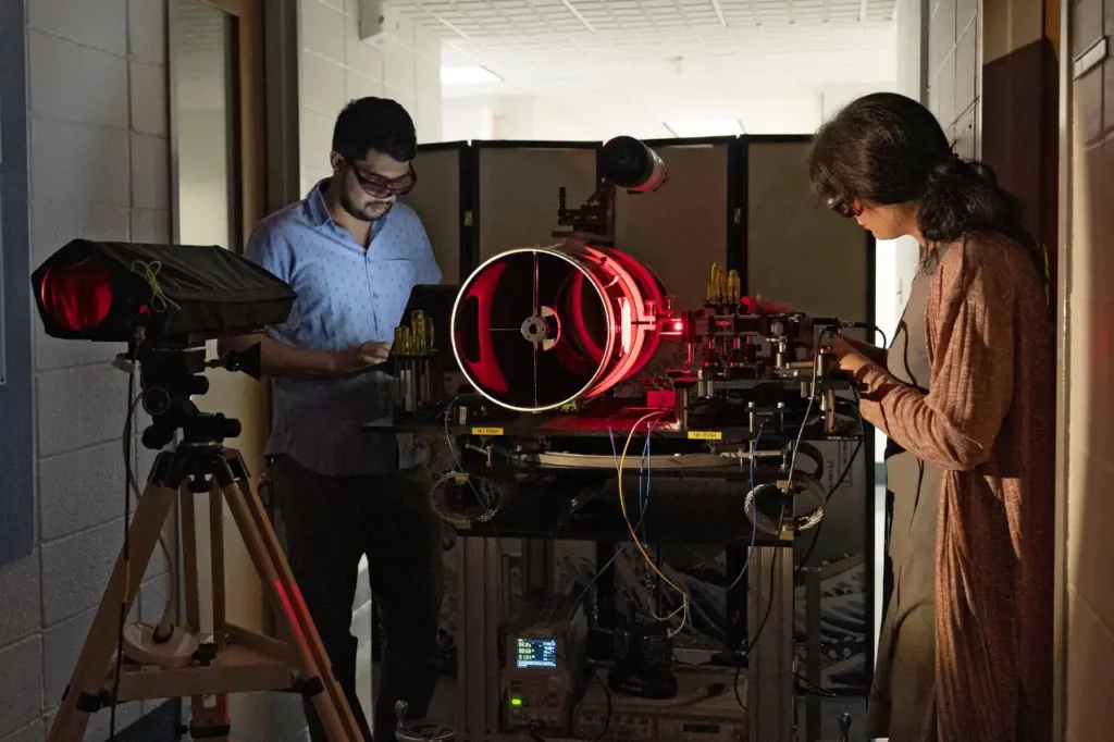 Quantum entanglement experiment.