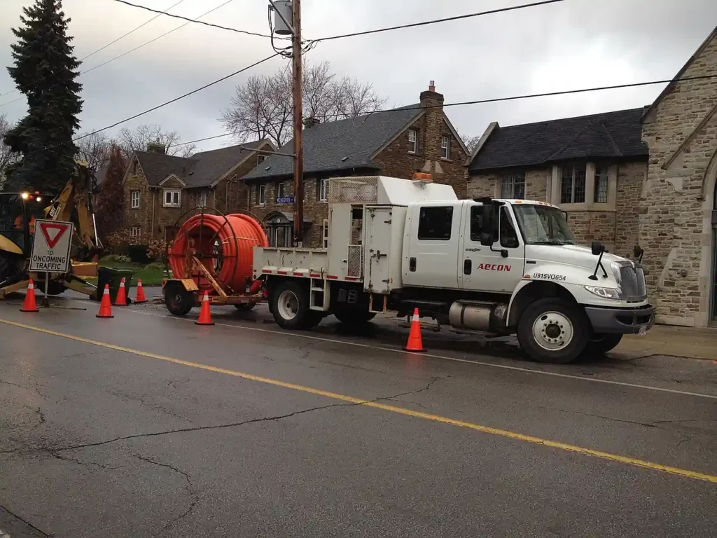 fiber optics cable laying truck