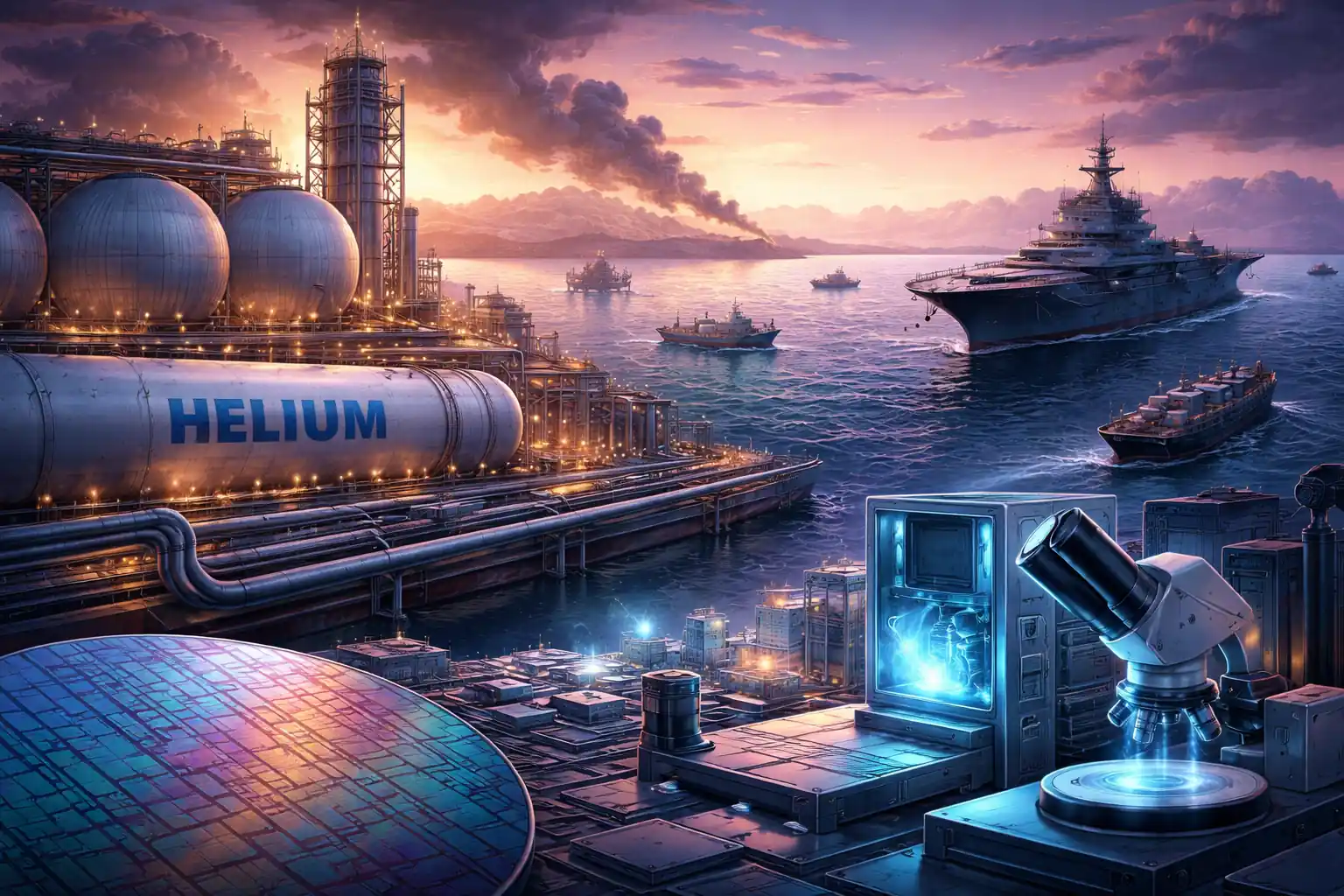 Helium and semiconductor industry at sunset
